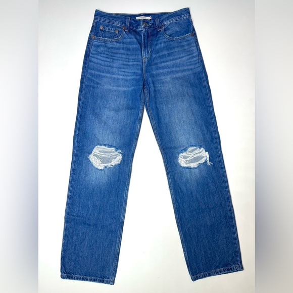 Levis Women’s Low Pro Straight Leg Blue Distressed Jeans Size- 28 - Picture 1 of 10